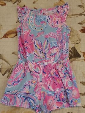 Lilly Pulitzer Pink, Blue & Yellow Floral Girls Romper